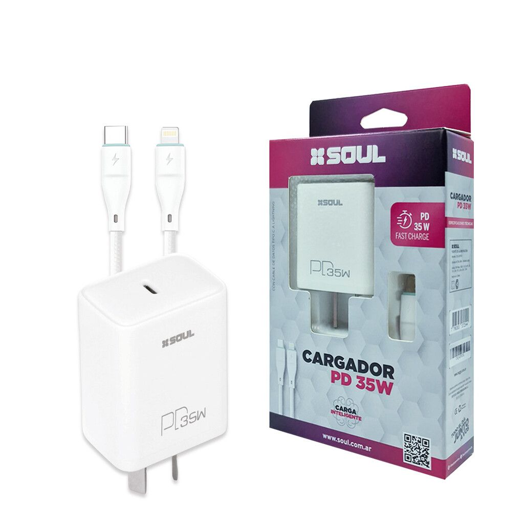 Cargador Viajero Fast Charge PD 35W ''C'' a ''Lightning'' --