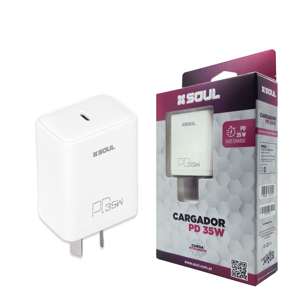 Cargador Viajero Fast Charge PD 35W S/Cable --