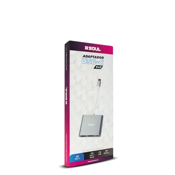 Adaptador Multi Hub Tipo C 3en1 (HD TV 4K + PD C 60W  + USB 3.0) ---