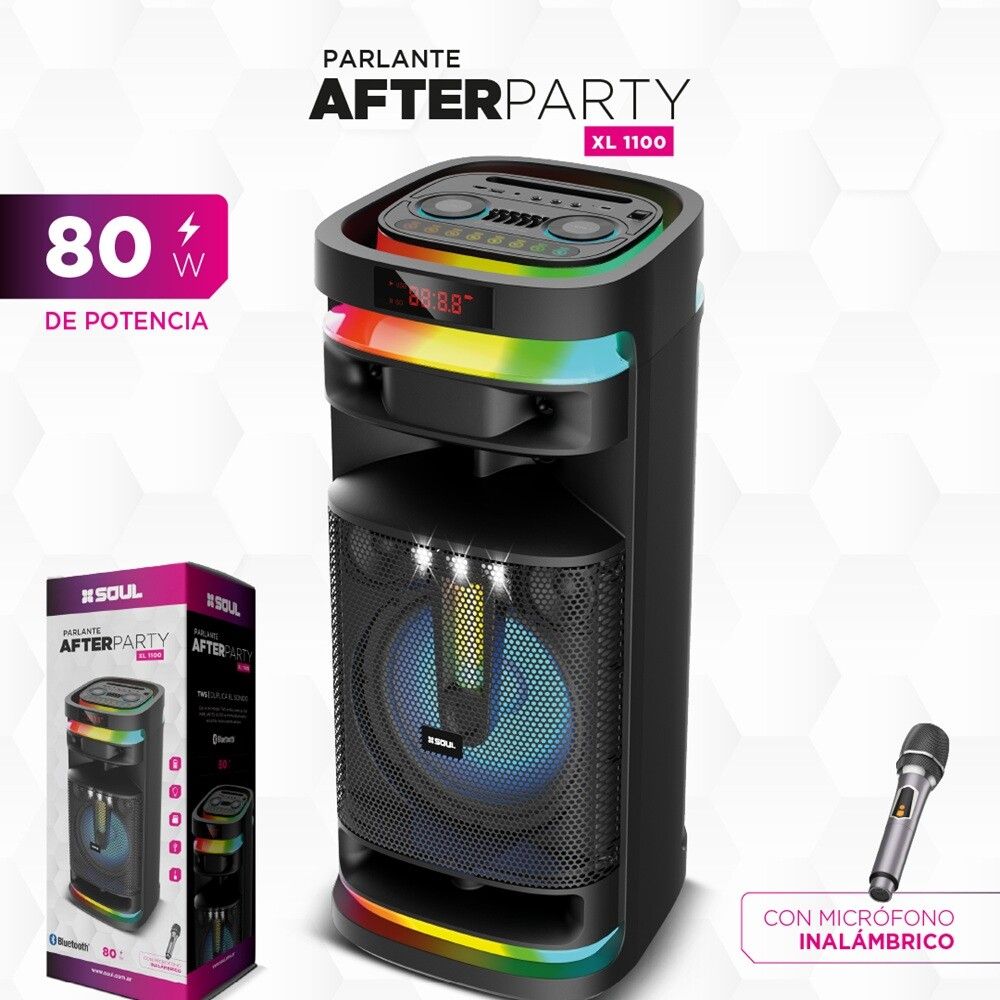 Parlante Soul - AFTER PARTY - XL1100 - 80W 12'' Luz Led / Btt / Usb / Msd / Radio Parlante Soul - AFTER PARTY - XL1100 - 80W 12'' Luz Led / Btt / Usb / Msd / Radio