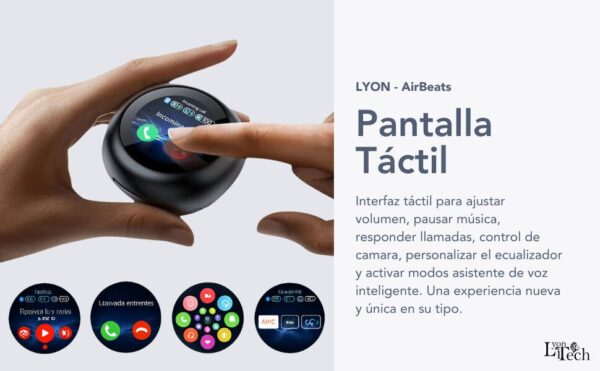 Earbuds Bluetooth C/ Base Pantalla - ANC - Comandos IA- LYONiTECH