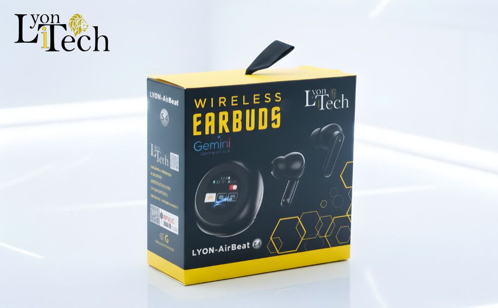 Earbuds Bluetooth C/ Base Pantalla - ANC - Comandos IA- LYONiTECH