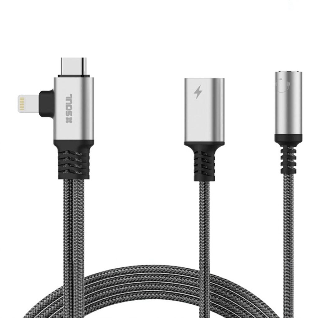 Adaptador TC + Lightning +Audio 3.5H + Carga Tipo-C SOUL