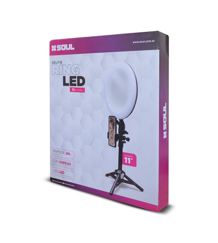 Aro Luz 11'' Leds Selfie Ring c/ Espejo y Tripode 2mts