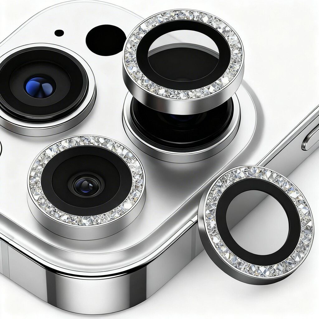 Protector Camara Diamante iPhone 16 Pro / 16 Pro Max Plata