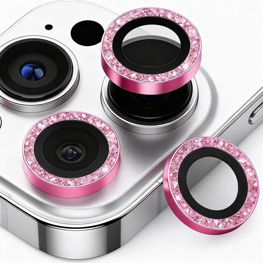 Protector Camara Diamante iPhone 15 Pro / 15 Pro Max Rosa