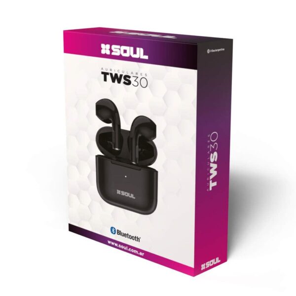 Auricular Bluetooth 5.2 TWS30 Con Base Negro SOUL
