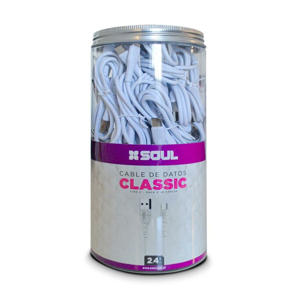 Cable Classic TYPE-C a TYPE-C 60W Frasco X30 Marca SOUL --