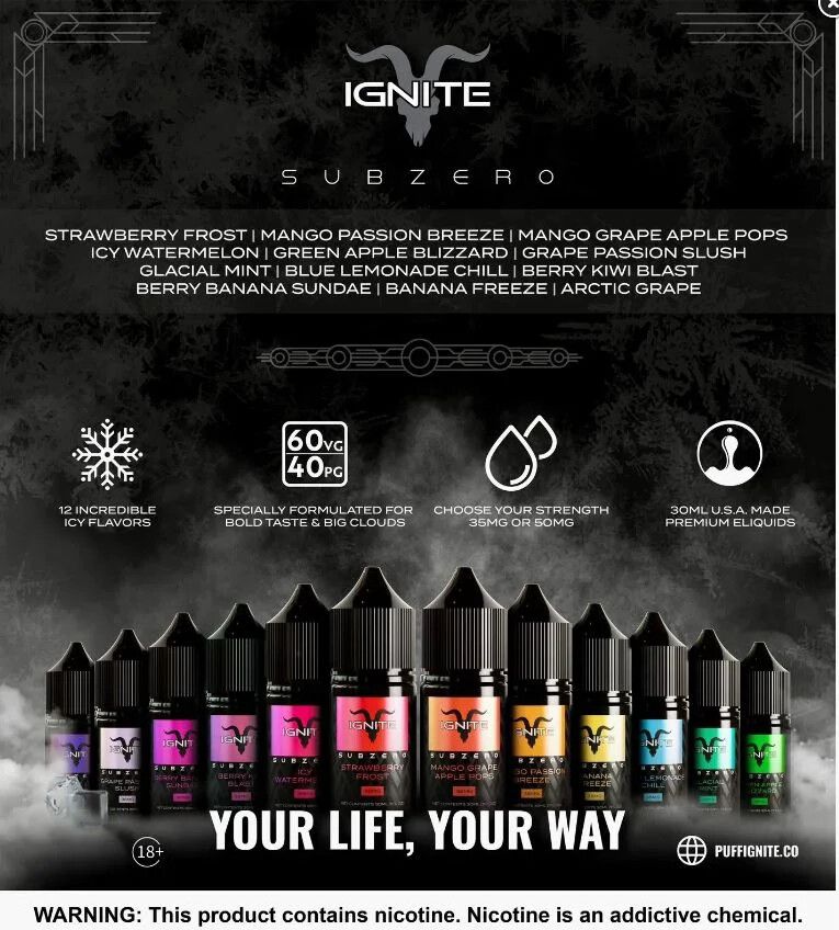 IGNITE - 100ml -3mg - Varios Sabores