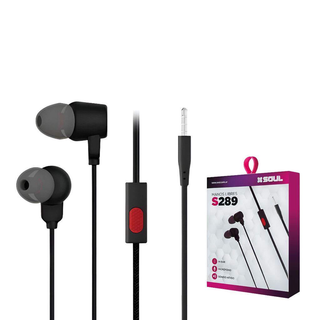 Manos Libres S289 C/ Volumen Sonido Nitido NEGRO Marca SOUL