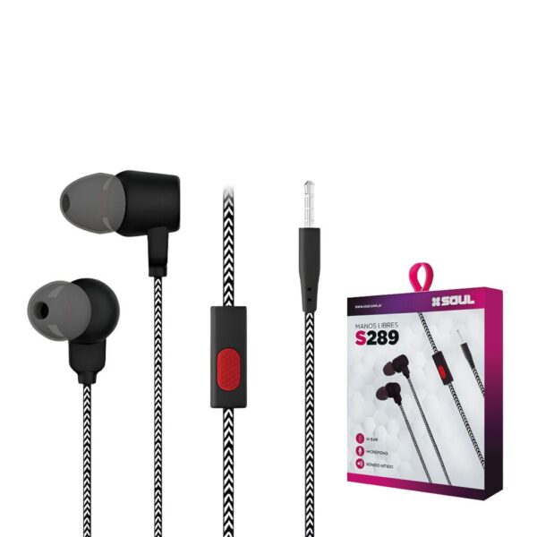 Manos Libres S289 C/ Volumen Sonido Nitido Marca SOUL Manos Libres S289 C/ Volumen Sonido Nitido NEGRO Marca SOUL