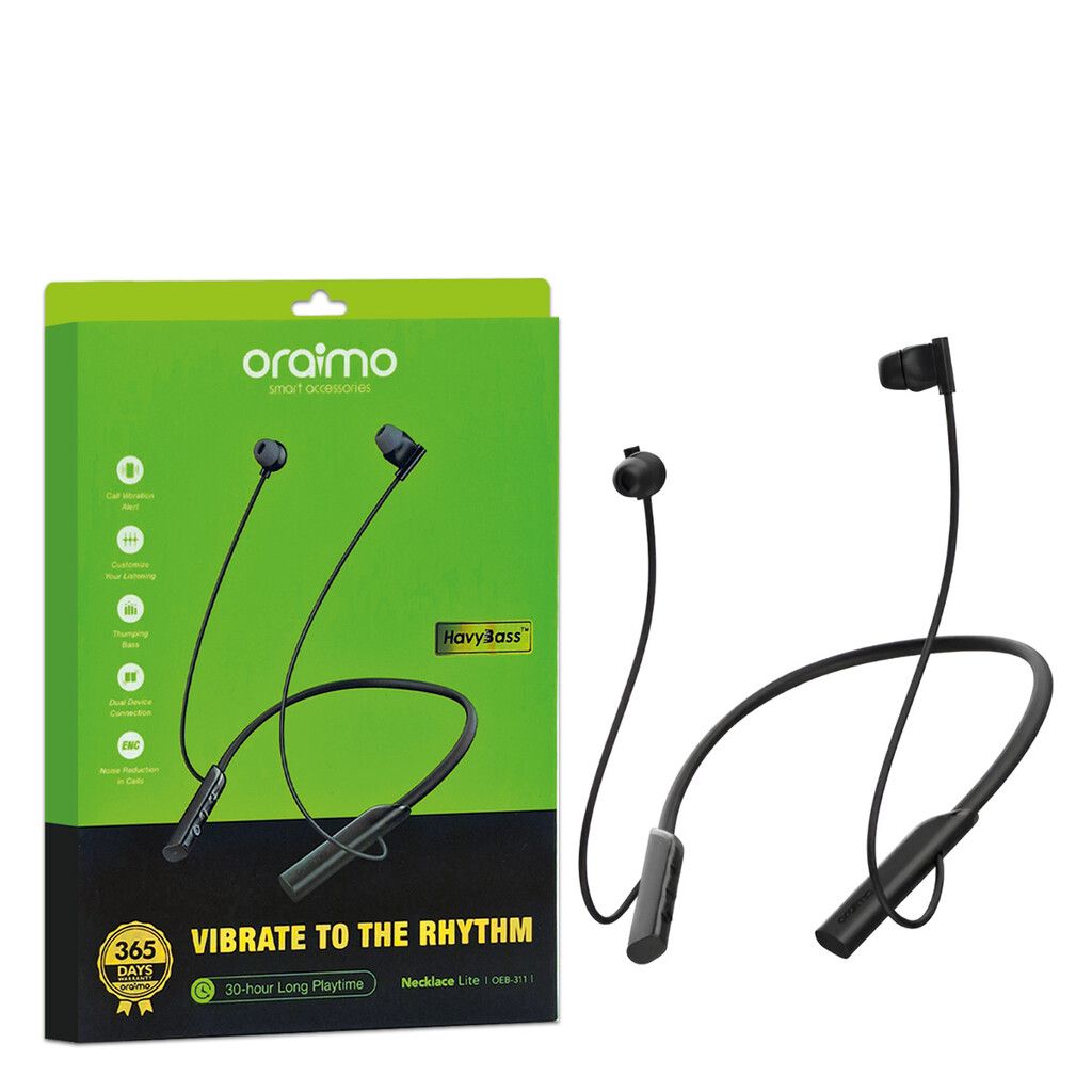 Auriculares Bluetooth In-Ear de Cuello IPX4.vibración de llamada Bateria 30hs ORAIMO