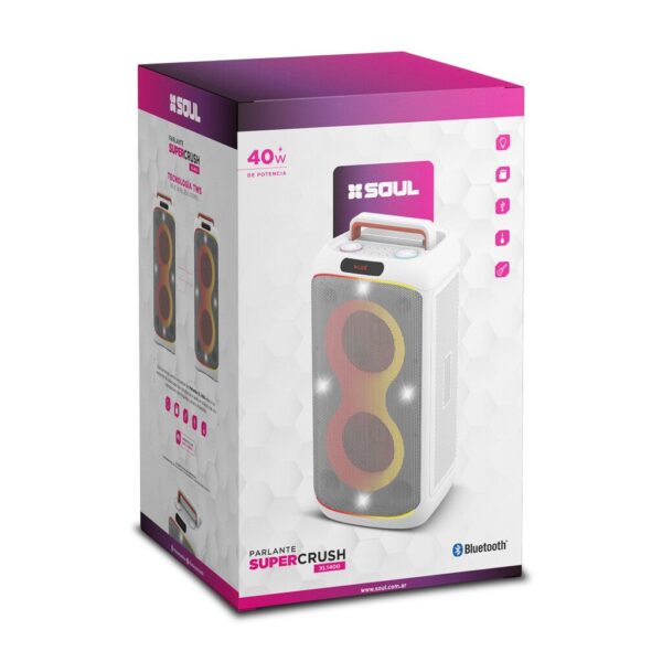 Parlante Soul BLANCO - SUPER CRASH - XL1400 - 40W 6,5''X2 Luz Led / Btt / Usb / Msd / Radio Parlante Soul BLANCO - SUPER CRASH - XL1400 - 40W 6,5''X2 Luz Led / Btt / Usb / Msd / Radio --