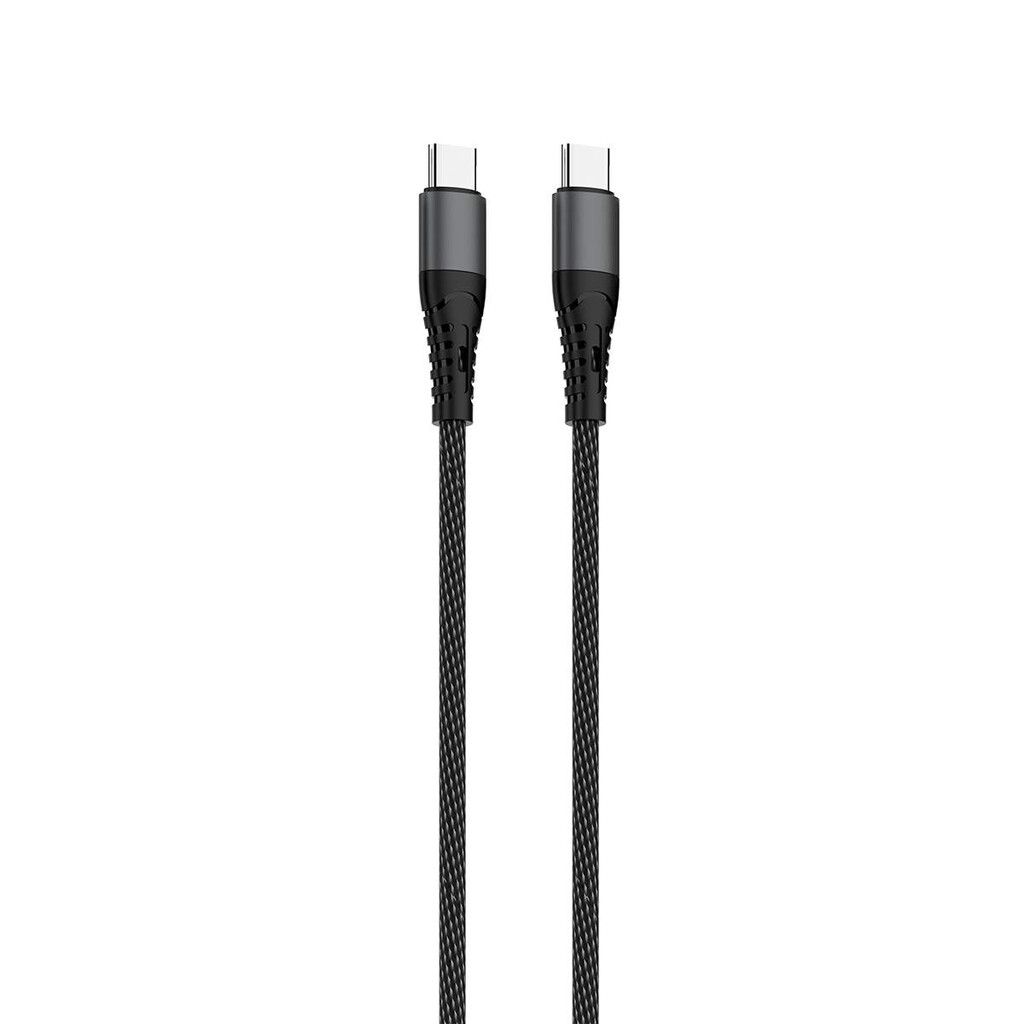 Cable USB mallado Type-C a Type-C negro --