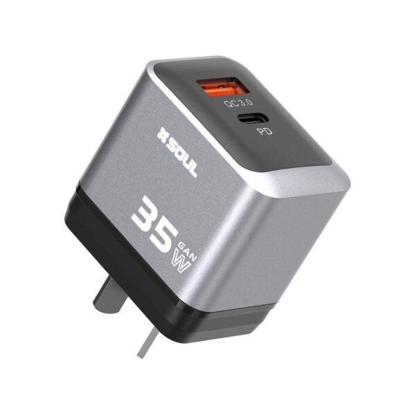 Cargador Viajero Silver PD 35W TYPE-C a TYPE-C --