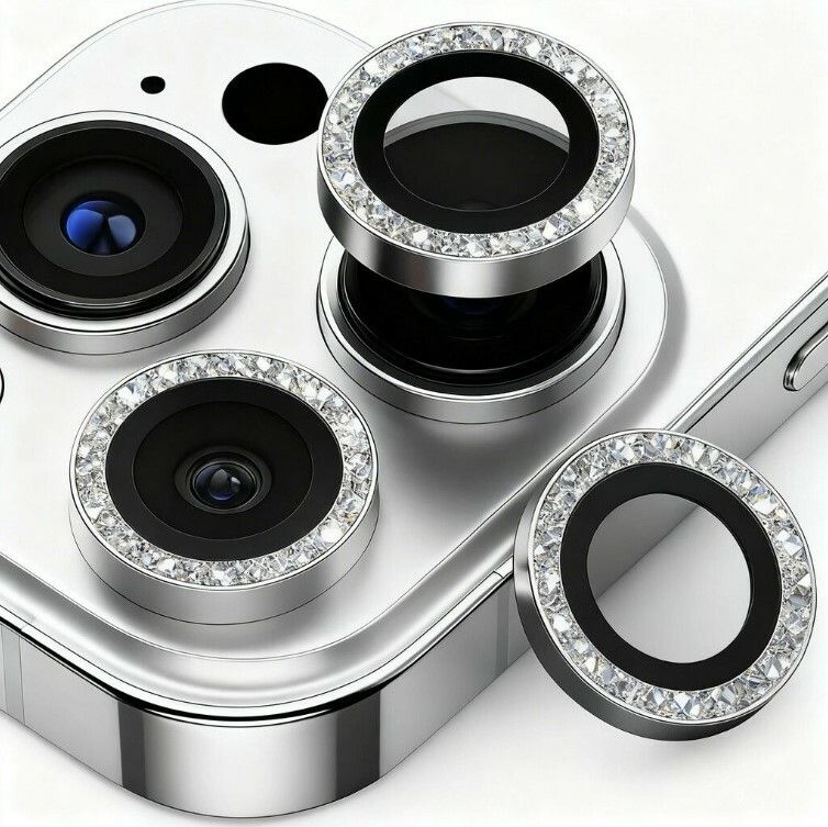 Protector Camara Diamante iPhone 17 Pro Max Plata