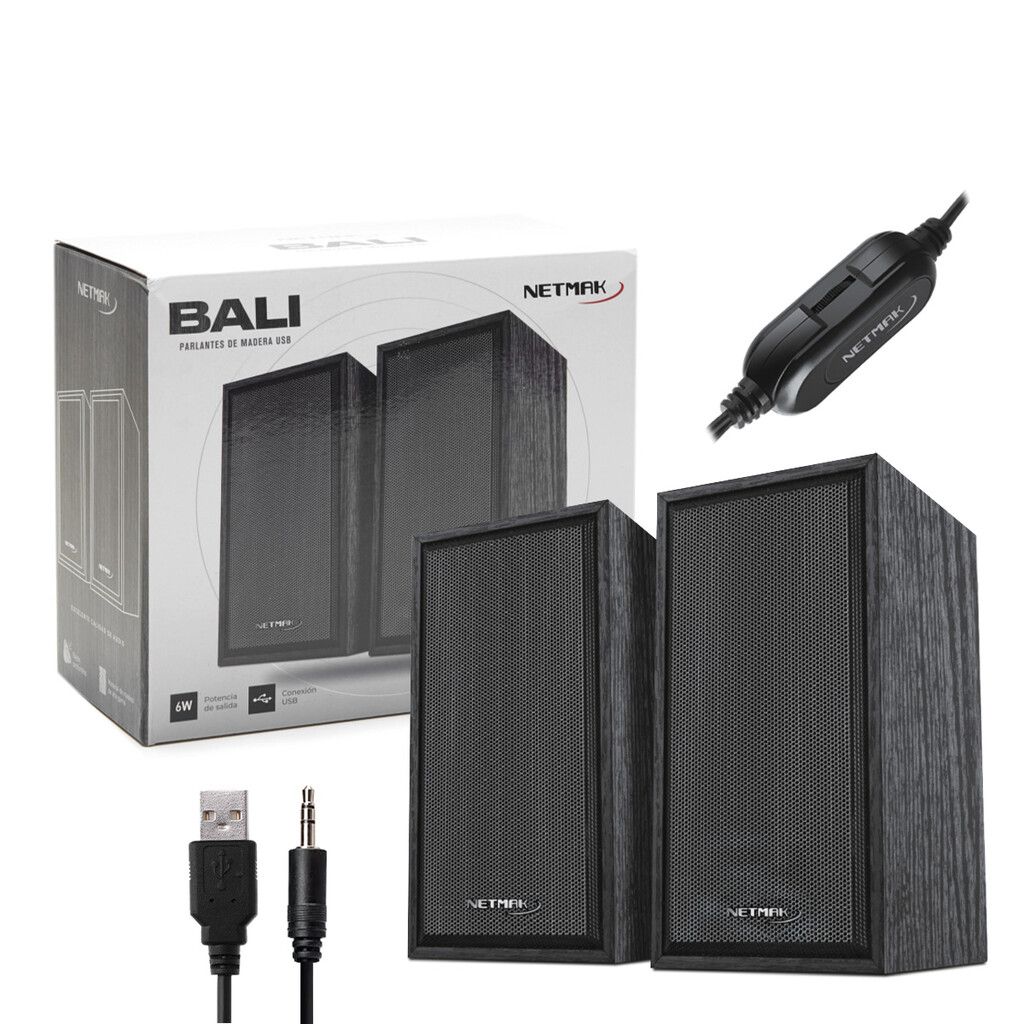 Parlante Madera Black Style USB PC/Note - Tamaño 14,5 x 7,5 x 9,5 cm