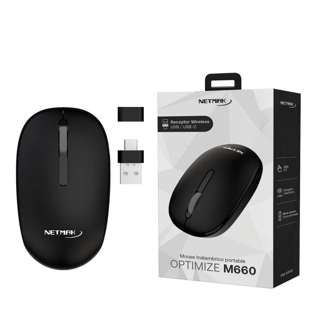 Mouse Inalámbrico 2,4Ghz - Receptor Nano USB / USB-C