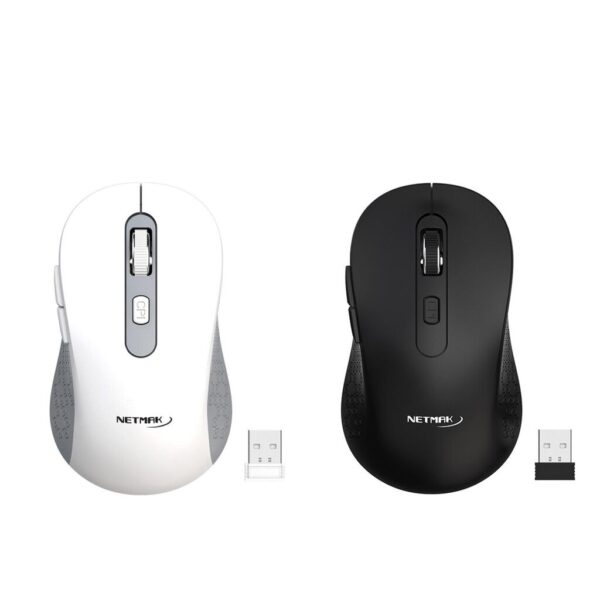 Mouse Inalámbrico 2.4Ghz + Bluetooth 5,0 - Negro / Blanco - 6 botones