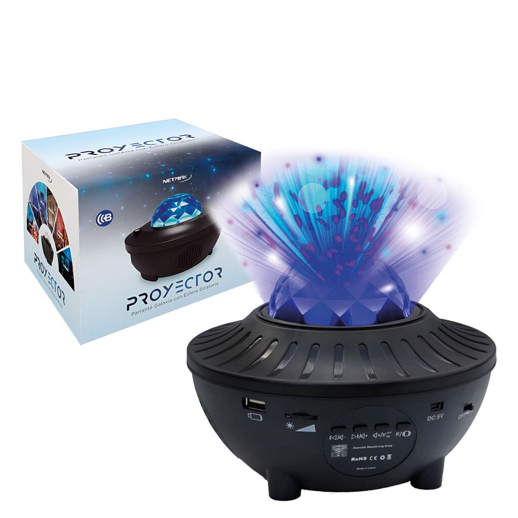 Velador Proyector de Galaxia y Estrellas LED con Parlante BT