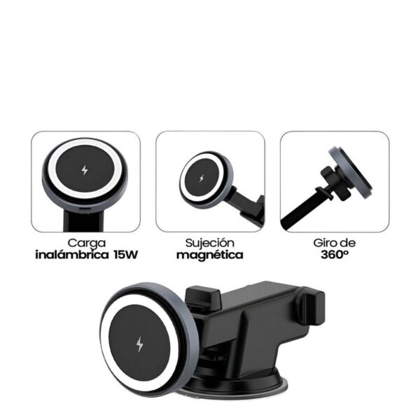 Soporte Con Cargador Inalabrico Magnetico 15W 2 en 1 Q700