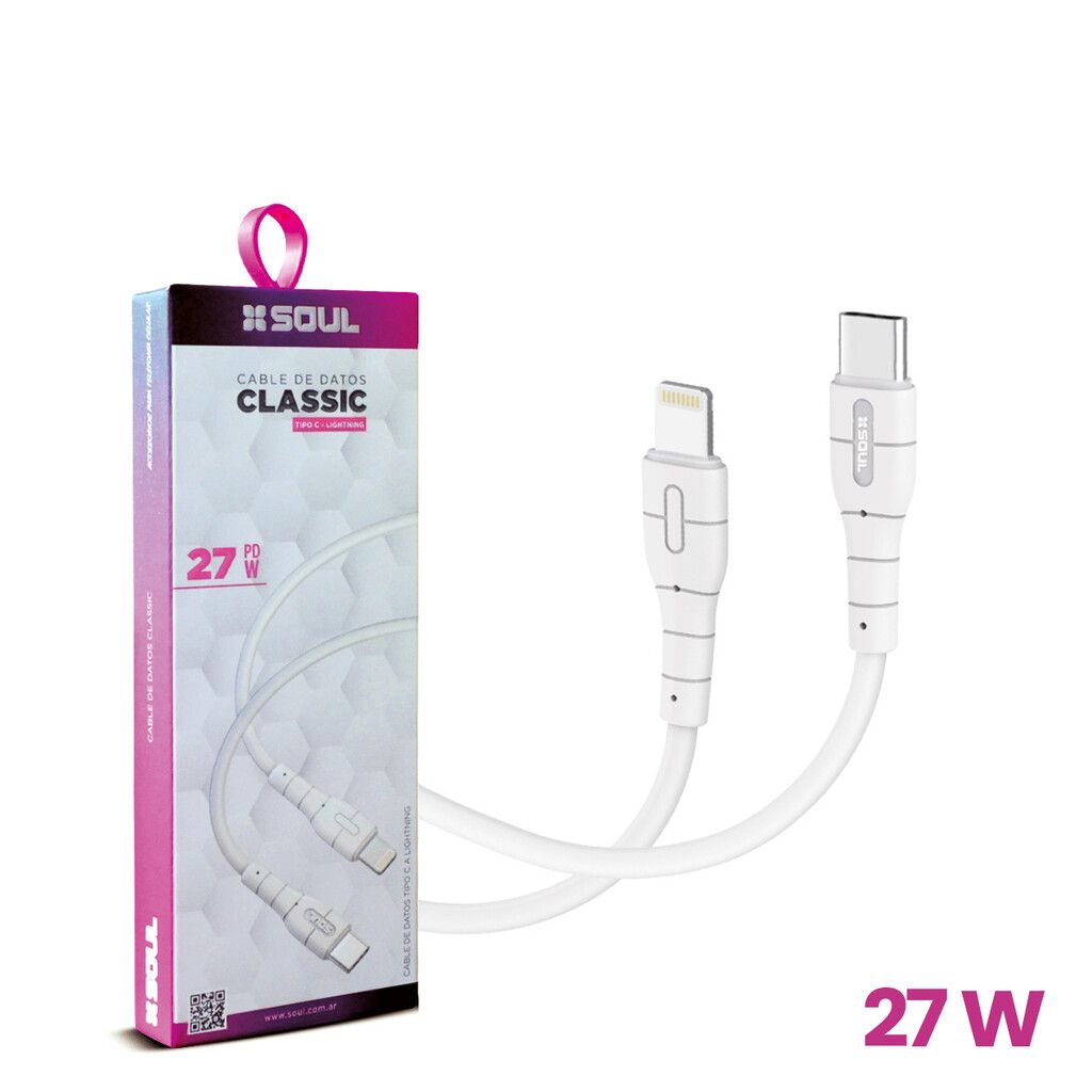 Cable Classic PD USB-C a Ligthning 27W Marca SOUL