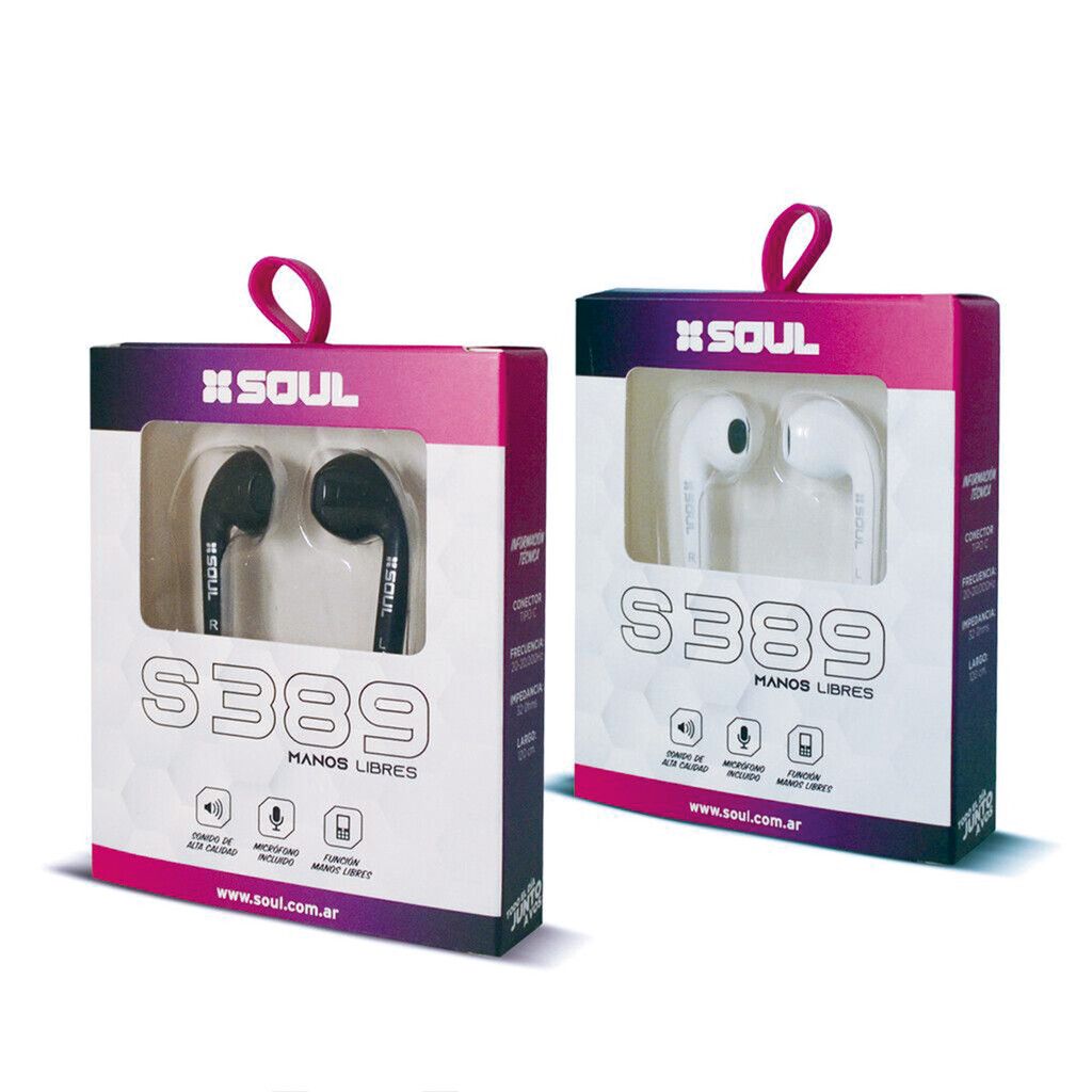 Manos Libres S389 Tipo ''C'' C/ Volumen Etilo Rigido Marca SOUL