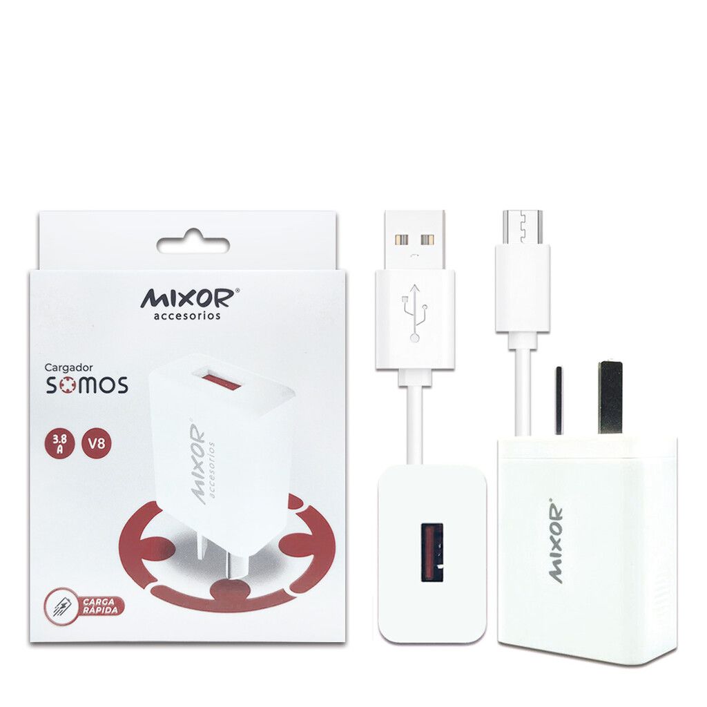 Cargador Rapido 3.8A 1USB + Cable Micro - SOMOS - MIXOR