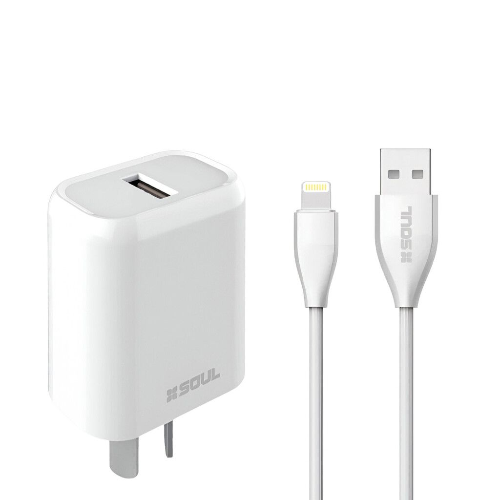 Cargador Rapido Lightning 2.4A 1USB + Cable Marca SOUL