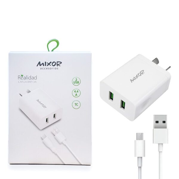 Cargador Rapido 4.4A Micro 2USB + Cable MIXOR