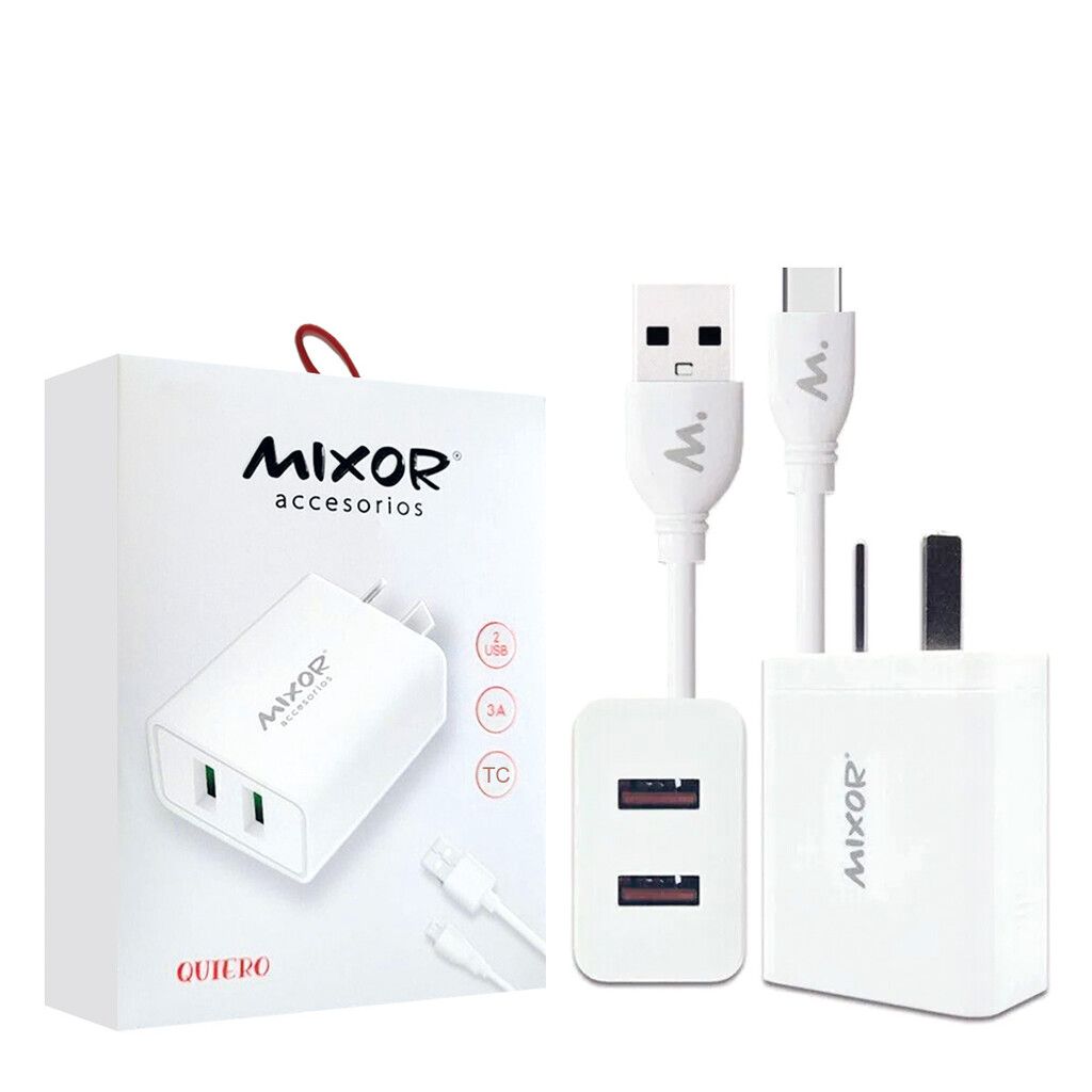 Cargador Rapido 3A TC 2USB + Cable - QUIERO - MIXOR
