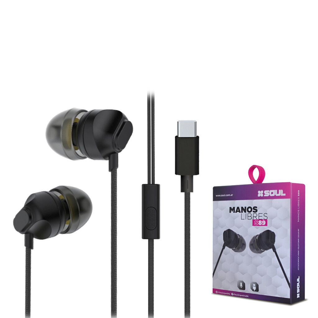 Manos Libres S189 Tipo ''C'' C/ Volumen Cable Anti Enriedo Marca SOUL