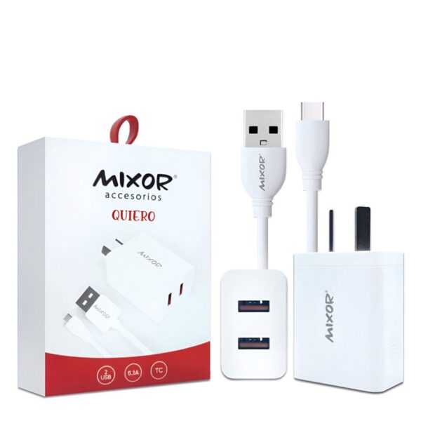 Cargador Rapido 5.1A TC 2USB + Cable - QUIERO - MIXOR