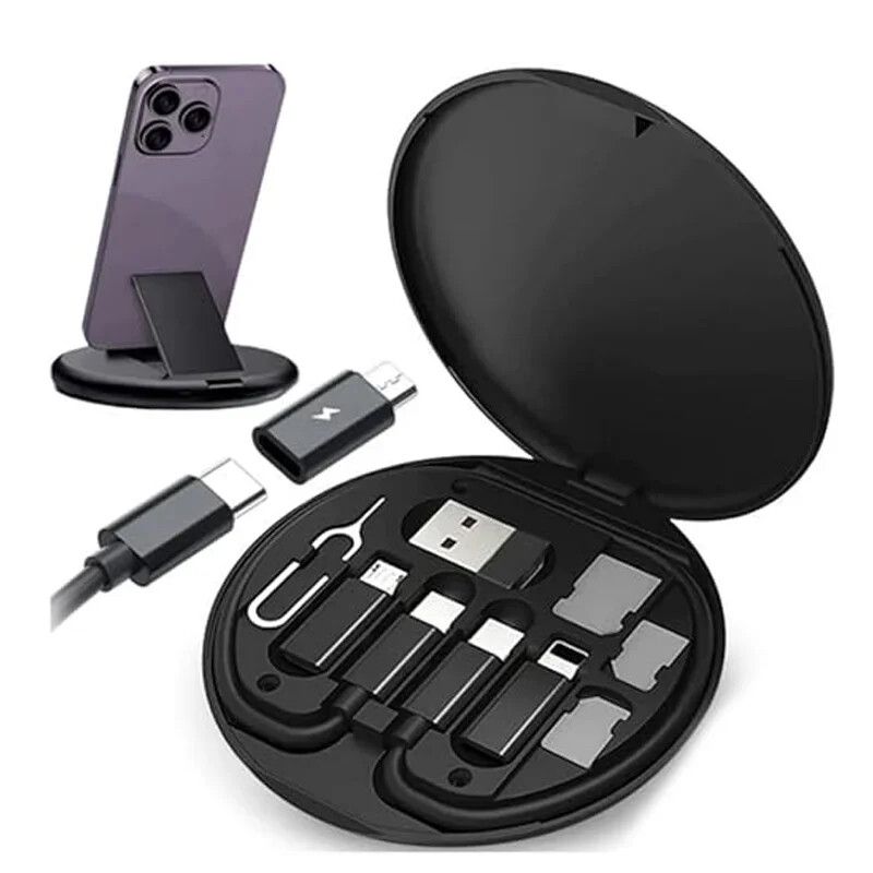 Cable Adaptador 6 en 1 Estuche Multifuncional c/ Soporte para Cel Cable Adaptador 6 en 1 Estuche Multifuncional c/ Soporte para Cel