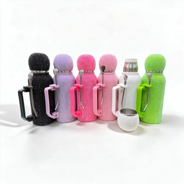 KIT Oval Glitter -Termo 1300ml + Mate + Bombilla