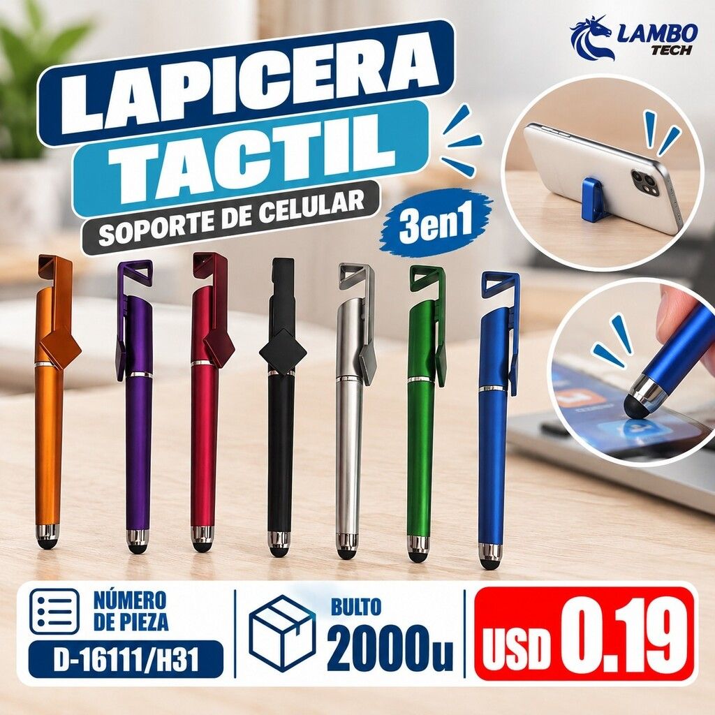 Lapicera Tactil 3 en 1 + Lapicera + Soporte Celular Lapicera Tactil 3 en 1 + Lapicera + Soporte Celular