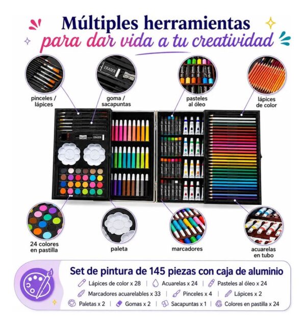 Maleta Dibujo Arte Infantil 145 Piezas